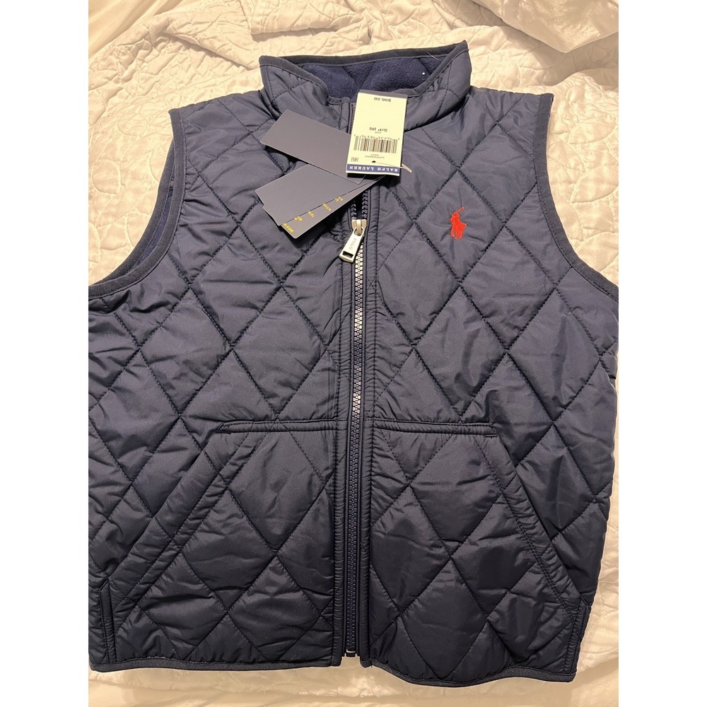 NWT Polo Ralph Lauren Size S 8 Classics Navy Boy's Quilted Fleece-Lined Vest